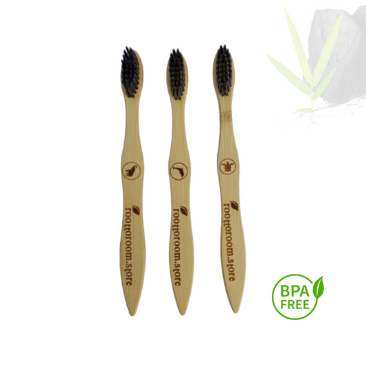 KIDs Bamboo Toothbrush With Activated Charcoal Bristle [Pack of 3]