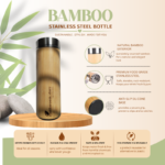 Insulated Bamboo Water Bottle – Double-Wall Stainless Steel & Office Desk Ready - Image 2
