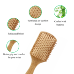 Natural Bamboo Paddle Hair Brush for Detangling & Scalp Massage - Image 2