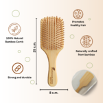 Natural Bamboo Paddle Hair Brush for Detangling & Scalp Massage - Image 5