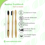 Bamboo Toothbrush | Charcoal Infused Soft Bristle | Gentle on your teeth and gums, comfortable to hold | Pack of 5 - Image 4