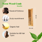 Neem Wood Comb | Gentle detangling, scalp comfort, and naturally antibacterial care | Pack of 2 - Image 2