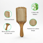 Bamboo Paddle Hair Brush for Smooth, Gentle Detangling | Striped Style - Image 3