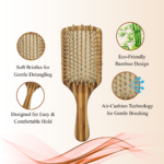 Bamboo Paddle Hair Brush for Smooth, Gentle Detangling | Striped Style - Image 4
