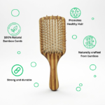 Bamboo Paddle Hair Brush for Smooth, Gentle Detangling | Striped Style - Image 2