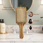 Bamboo Paddle Hair Brush for Smooth, Gentle Detangling | Striped Style - Image 3